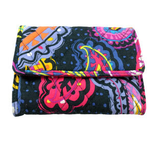 New Vera Bradley Euro Wallet Twilight Paisley Trifold Outside Zip Pocket NWT